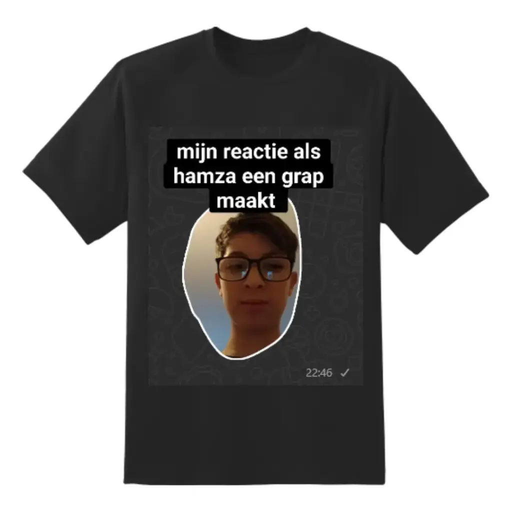 ''Mijn reactie als Hamza een grap maakt'' Shirt (Zwart)